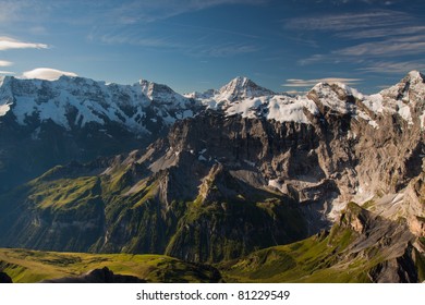 View From The Schilthorn Mountain In Switzerland