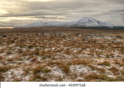 View Of Scottish Peatland With Mountain, Forsinard Scotland/ 