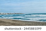 view of the sea and the beach of huanchaco peru