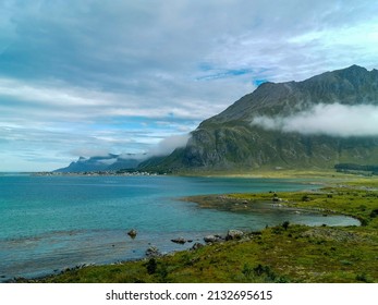 view from the sea , image taken in europe , image taken in Lofoten Islands, Norway, North Europe