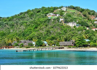 View From The Sea On Canouan Island. Saint Vincent And The Grenadines. 