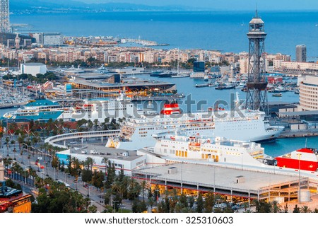 Similar – Image, Stock Photo The illuminated port city Horta, Faial, Azores at night