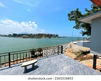 View of the sea from the terrace of a villa. - Shutterstock ID 2365318855