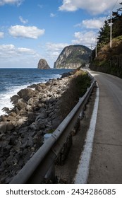 View of the seaside with the road