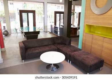 View Of Seating Area In Empty Modern Office