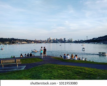 View Of Seattle From Gas Works Park Over South Lake Union