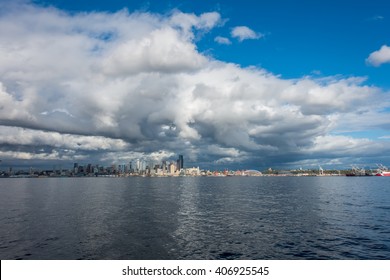 A View Of The Seattle Skyline Across Elliott Bay.