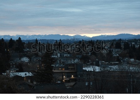 View of Seattle Washington Fremont Neighborhood from Roof at Dawn