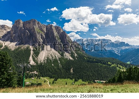 View from Seceda mountain to Cir group. South Tyrol, Italy