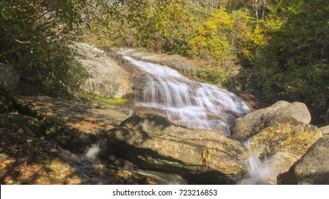 A view of Second Falls in the Blue Ridge Mountains of Western North Carolina.