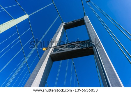 Section of the bridge Ponte 25 de Abril, Lisbon, Portugal