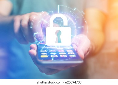 View of a Security concept with a locker open on an internet application - technology concept
