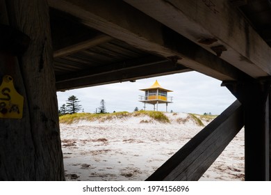 VIew Of Semaphore Life Guard House Framed By Semaphore Jetty