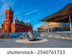 View of the Senedd in Cardiff, Wales.