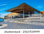 View of the Senedd in Cardiff, Wales.