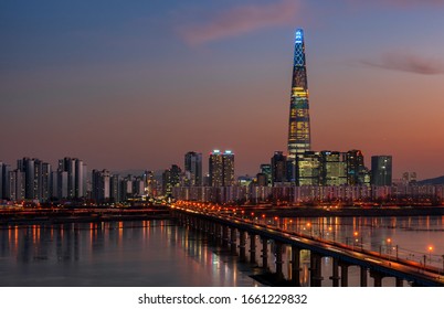 View Of Seoul City At Night South Korea 