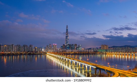 View Of Seoul City At Night, South Korea 