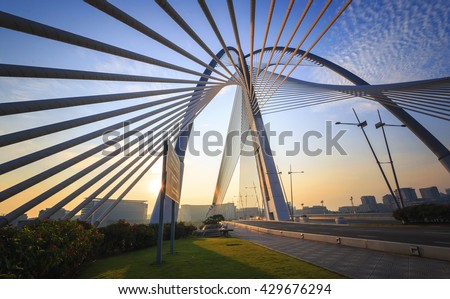 View of the Seri Wawasan Bridge located in Putrajaya Kuala Lumpur, Malaysia.