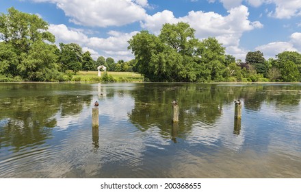 View Of Serpentine Lake In Hyde Park In The Summer, London, UK 