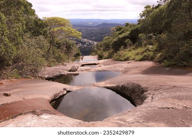 View of Serra da Capixaba mountain range from Pedra Azul - ES State Park, a famous place in Domingos Martins, Espírito Santo, Brazil