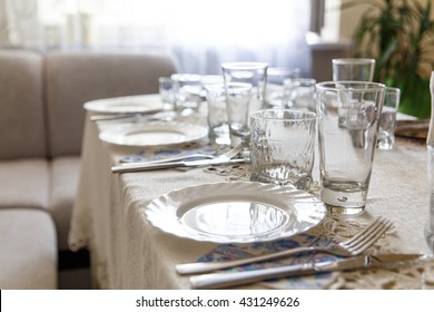 View Of The Served For Family Dinner Table