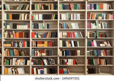 View of shelves with books in library - Shutterstock ID 1496597351