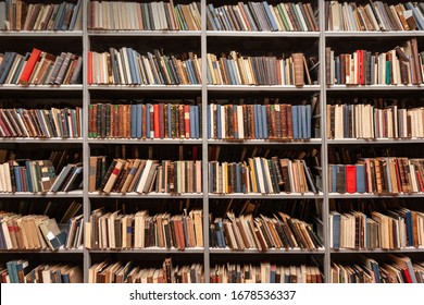 View of shelves with old books in library - Shutterstock ID 1678536337