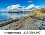 A view of the shoreline in late fall at Seahurst Beach Park in Burien, Washington.