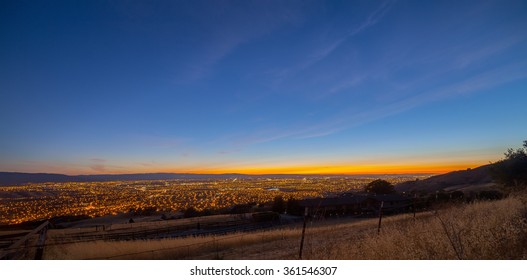 View Of The Silicon Valley From Mount Hamilton At Sunset