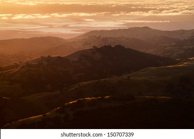 View Of The Silicon Valley At Sunset From Mount Hamilton.