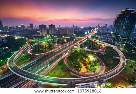 The View of Simpang Susun Semanggi Jakarta, Indonesia