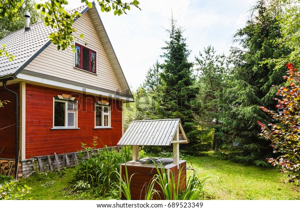 View Simple Cottage Well Backyard Russian Buildings Landmarks