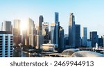 View of Singapore business district in a sunny day stock photo