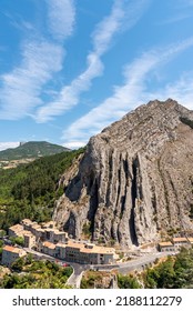view of Sisteron and Baume rock mountain, France, from the castle - Shutterstock ID 2188112279