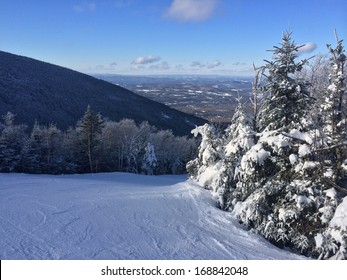 View To Ski Slopes At Cannon Mountain In NH