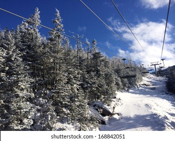 View To Ski Slopes At Cannon Mountain In NH