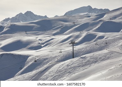 View Of The Ski Slopes In Les Sybelles