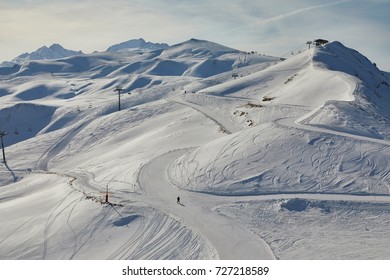 View Of The Ski Slopes Of Les Sybelles