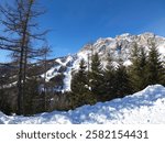 View of the ski slopes in Tofana, Cortina d