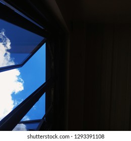 View of the sky through a window