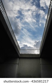view of sky from underpass