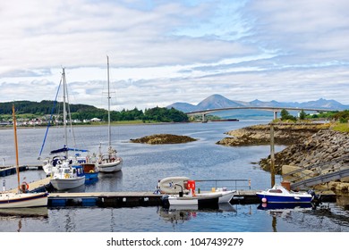 View Of The Skye Road Bridge Over Loch Alsh Connecting The Island Of Eilean Ban To The Isle Of Skye, Scotland, U.K.