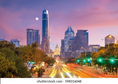A View of the Skyline Austin, Texas at twilight