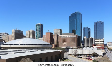 A View Of The Skyline Of Downtown Fort Worth, Texas.