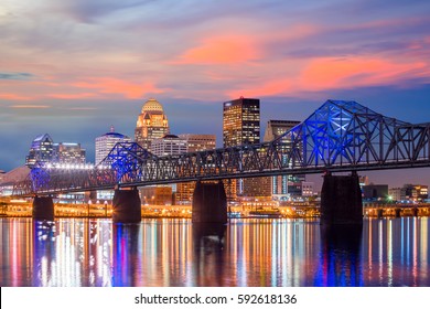 View of  Skyline downtown Louisville in Kentucky USA