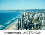 View from SkyPoint Observation Deck, tallest building in Australia. Overlooking Surefers Paradise, Gold Coast.