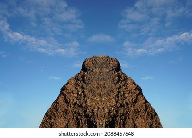 View Of Slag Heaps Of Iron Ore Quarry. Mining Industry. Slag Coal Burnt Out, Texture Heap Top View. Nature Rock Red Background Spent Coal.