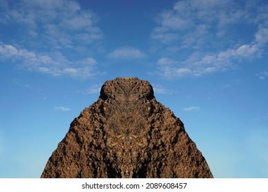 View Of Slag Heaps Of Iron Ore Quarry. Mining Industry. Slag Coal Burnt Out, Texture Heap Top View. Nature Rock Red Background Spent Coal.