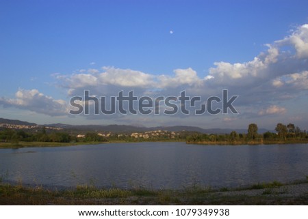 View of the small artificial lake made from Arachthos river, in Arta city, Epirus, Greece