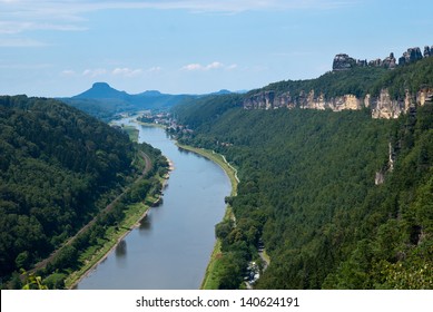 View From The Small Bastei Towards Bad Schandau And Elbe Valley